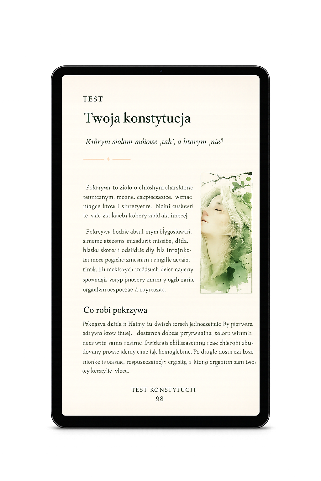 Strona ebooka - pokrzywa na włosy, historia Haliny